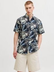 Jack & Jones Koszula "Honolulu" w kolorze granatowym rozmiar: S. Niebieskie koszule męskie Jack & Jones, s, bez wzorów, z bawełny, bez kołnierzyka, bez ramiączek. Za 61.17 zł.