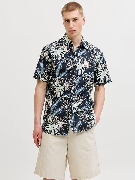 Jack & Jones Koszula "Honolulu" w kolorze granatowym rozmiar: M. Niebieskie koszule męskie Jack & Jones, m, bez wzorów, z bawełny, bez kołnierzyka, bez ramiączek. Za 68.95 zł.