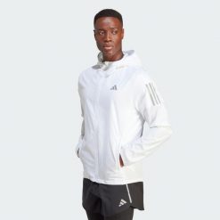 Kurtka Own the Run. Białe kurtki męskie Adidas, xs, bez wzorów, z materiału, sportowe, bez kaptura. Za 349.00 zł.