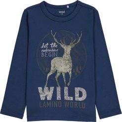 Koszulka w kolorze granatowym. Niebieskie t-shirty chłopięce Lamino, bez wzorów, z materiału, bez ramiączek. W wyprzedaży za 35.95 zł.