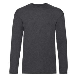 Koszulka Z Długim Rękawem Dla Dorosłych Unisex Valueweight Polycotton. Szare bluzki damskie Fruit of the Loom, xl, bez wzorów, sportowe, bez kołnierzyka, bez ramiączek. Za 58.99 zł.