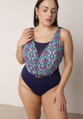 Granatowy Kopertowy Strój Kąpielowy Jednoczęściowy z Siateczką i Paskiem Raera. Niebieskie stroje jednoczęściowe damskie Born2be, uniwersalny, bez wzorów. Za 119.99 zł.