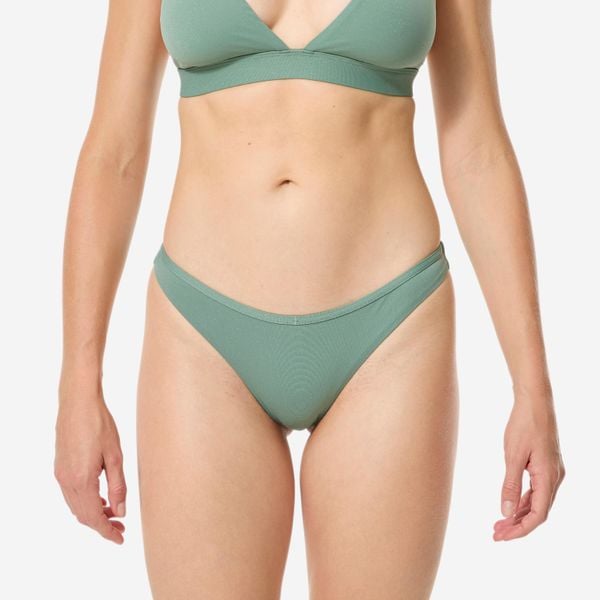 Dół kostiumu kąpielowego damski Decathlon Zuma Lulu. Zielone bikini damskie Decathlon, bez wzorów. Za 39.99 zł.