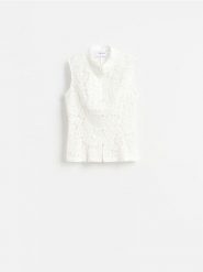 Ażurowa kamizelka z bawełną - złamana biel. Kamizelki damskie Reserved, l, z bawełny. Za 179.99 zł.