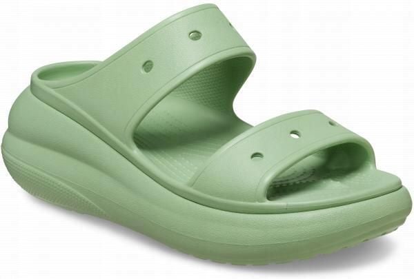 Klapki Dla Dorosłych Crocs Classic Crush. Zielone klapki damskie Crocs, bez wzorów, z materiału, bez obcasa. Za 167.99 zł.