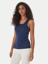 Fracomina Top FS26ST4011K420Q7 Granatowy Slim Fit. Niebieskie topy damskie Fracomina, s, bez wzorów, z wiskozy, bez kołnierzyka. Za 219.99 zł.