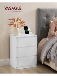 Songmics Szafka nocna w kolorze białym - 40 x 59 x 35 cm rozmiar: onesize. Białe koszule nocne damskie Songmics, bez wzorów, z materiału. Za 434.99 zł.