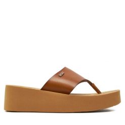 Japonki Roxy. Brązowe klapki damskie Roxy, bez wzorów, bez obcasa. Za 179.99 zł.