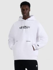 4F Bluza dresowa nierozpinana z kapturem męska - biała M. Białe bluzy z kapturem męskie 4f, m, z bawełny. Za 179.99 zł.