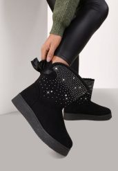 Czarne Śniegowce Susitna. Czarne śniegowce damskie Renee, z futra, przed kolano. Za 54.99 zł.