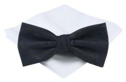 Mucha Męska z Poszetką - Chattier - Granat i Brąz. Krawaty i muchy męskie Chattier, bez wzorów, eleganckie. Za 59.00 zł.
