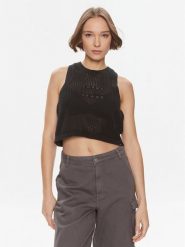 Tommy Jeans Top DW0DW18336 Czarny Regular Fit. Czarne topy damskie Tommy Jeans, xl, bez wzorów, z bawełny, bez ramiączek. Za 179.99 zł.