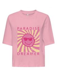 ONLY Koszulka w kolorze jasnoróżowym rozmiar: XS. Różowe bluzki damskie Only, xs, bez wzorów, z bawełny, bez kołnierzyka, bez ramiączek. Za 53.04 zł.