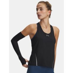 Koszulka do biegania damska Under Armour Velociti Pro Tank. Czarne bluzki sportowe damskie Under Armour, bez kołnierzyka, bez ramiączek. Za 249.99 zł.