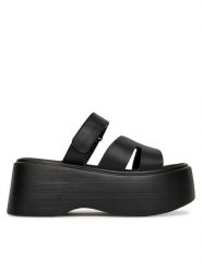 DeeZee Klapki 8791-2 Czarny. Czarne klapki damskie DeeZee, bez wzorów, z materiału, bez obcasa. Za 83.99 zł.