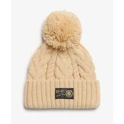 Gruba czapka w warkoczowym splocie damska Superdry. Brązowe czapki zimowe damskie Superdry., z dzianiny. Za 130.50 zł.