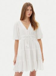 Pepe Jeans Sukienka letnia Day PL953694 Biały Regular Fit. Białe sukienki damskie Pepe Jeans, na lato, s, bez wzorów, z bawełny, bez kołnierzyka, bez ramiączek. Za 299.99 zł.
