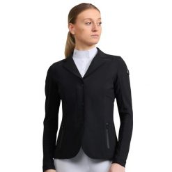 Kurtka do jazdy konnej dla kobiet Premier Equine Evinco. Czarne kurtki damskie PREMIER EQUINE, bez wzorów, ze skóry, bez kaptura. Za 705.00 zł.