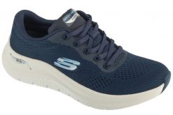 Buty sportowe damskie, Arch Fit 2.0 - Big League. Niebieskie buty sportowe na co dzień damskie Skechers, bez wzorów, z materiału, trekkingowe. Za 359.99 zł.