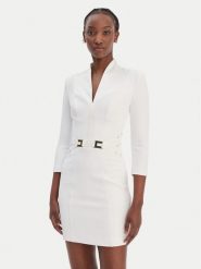 Elisabetta Franchi Sukienka koktajlowa AB-869-61E2-V520 Biały Regular Fit. Białe sukienki damskie Elisabetta Franchi, bez wzorów, z syntetyku, wizytowe, bez kołnierzyka, bez ramiączek. Za 2,209.00 zł.