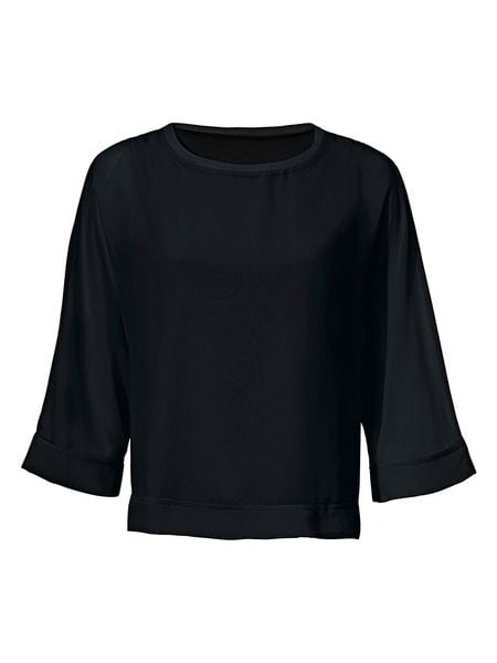 Heine Bluzka w kolorze czarnym rozmiar: 48/50. Czarne bluzki damskie Heine, bez wzorów, bez kołnierzyka, bez ramiączek. Za 130.95 zł.