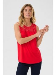 Kaffe Bluzka w kolorze czerwonym rozmiar: S. Czerwone bluzki damskie Kaffe, s, bez wzorów, z koronki, bez kołnierzyka, bez ramiączek. Za 56.99 zł.
