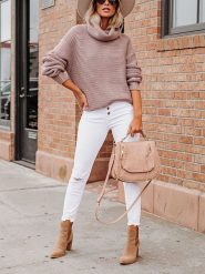 LA Angels Sweter w kolorze beżowym rozmiar: M. Brązowe golfy damskie LA Angels, m, bez wzorów, z bawełny, bez ramiączek. Za 152.99 zł.