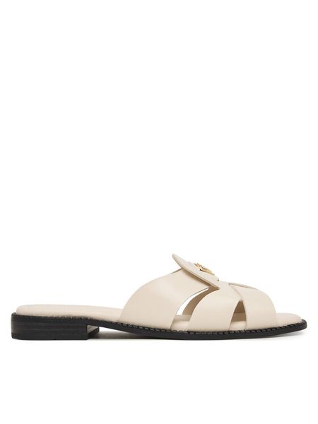 Tommy Hilfiger Klapki Leather Crest Square Toe Sandals FW0FW09126 Kremowy. Białe klapki damskie Tommy Hilfiger, bez wzorów, ze skóry, bez obcasa. Za 529.99 zł.
