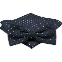 Modna Mucha Męska - Alties - Granat w Drobny Groszek. Niebieskie krawaty i muchy męskie Alties, bez wzorów, eleganckie. Za 54.00 zł.