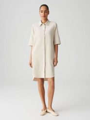 OPUS Sukienka "Winchesta" w kolorze kremowym rozmiar: 36. Brązowe sukienki damskie Opus, bez wzorów, bez kołnierzyka, bez ramiączek, midi. Za 165.99 zł.