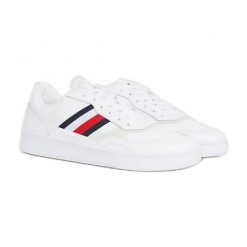 Buty Tommy Hilfiger Court Cupsole Retro Lth Stripes M FM0FM04828YBS białe. Białe buty sportowe na co dzień męskie z gumy, bez zapięcia. Za 555.04 zł.