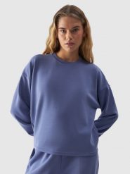 4F Bluza dresowa cropped z modalem damska - granatowa XL. Niebieskie bluzy bez kaptura damskie 4f, xl, z dresówki. Za 59.99 zł.