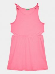 United Colors Of Benetton Sukienka codzienna 3ZZUCV00E Różowy Regular Fit. Czerwone sukienki dziewczęce United Colors Of Benetton, bez wzorów, z bawełny, bez ramiączek. Za 59.99 zł.