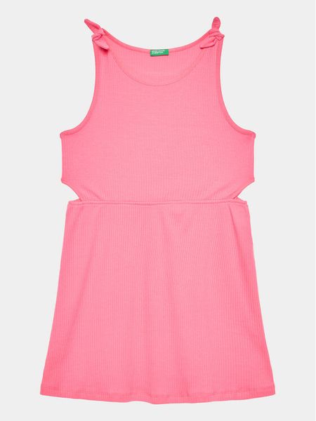 United Colors Of Benetton Sukienka codzienna 3ZZUCV00E Różowy Regular Fit. Czerwone sukienki dziewczęce United Colors Of Benetton, bez wzorów, z bawełny, bez ramiączek. Za 59.99 zł.