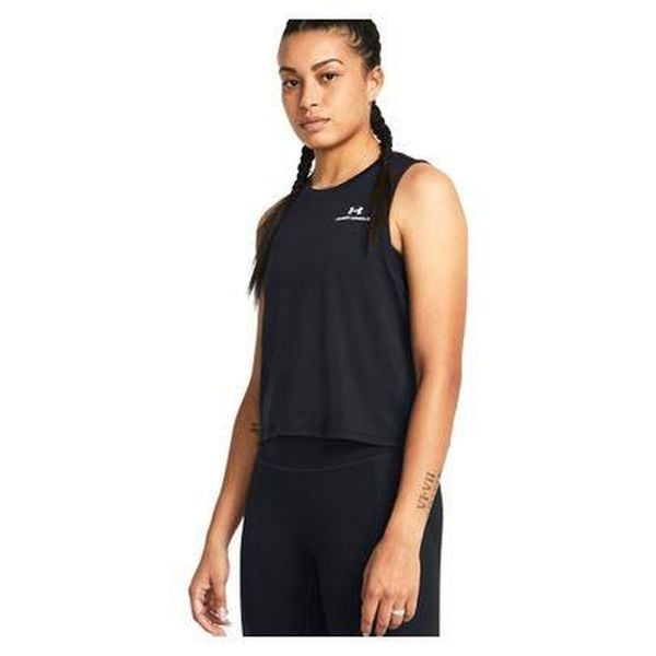 Top treningowy damski Under Armour Rush Energy Crop Tank. Czarne topy damskie Under Armour, xs, bez wzorów, bez ramiączek. Za 119.99 zł.