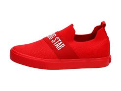 Czerwone tenisówki damskie Big Star Ff274220. Czerwone trampki i tenisówki damskie Big Star, bez wzorów, z tkaniny. Za 119.92 zł.