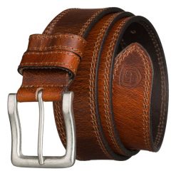 Skórzany pasek męski w jasnobrązowym kolorze z klasyczną klamrą Peterson PTN LTO-5-TAN. Brązowe paski męskie Peterson, bez wzorów, klasyczne. Za 59.99 zł.