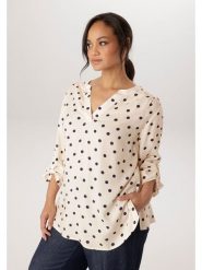 Aniston Bluzka w kolorze beżowo-czarnym rozmiar: 44. Brązowe bluzki damskie Aniston, bez wzorów, z wiskozy, bez kołnierzyka, bez ramiączek. Za 173.99 zł.