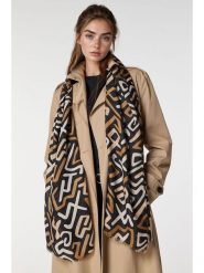 Lucky Bees Szal w kolorze czarno-beżowym - 180 x 50 cm rozmiar: onesize. Brązowe szaliki i kominy damskie Lucky Bees, bez wzorów, z materiału. Za 108.74 zł.