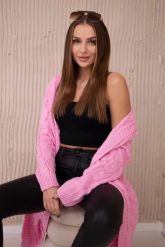 Sweter z kapturem i kieszeniami jasny różowy. Czerwone kardigany damskie KESI, l, bez wzorów, z wełny. Za 218.51 zł.