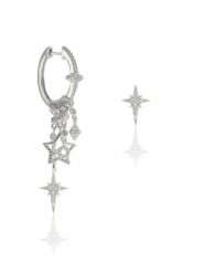 Miu Silver Srebrne kolczyki-kreole z cyrkoniami rozmiar: onesize. Szare kolczyki damskie Miu Silver, z cyrkonią, srebrne. Za 104.99 zł.