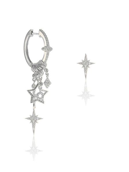 Miu Silver Srebrne kolczyki-kreole z cyrkoniami rozmiar: onesize. Szare kolczyki damskie Miu Silver, z cyrkonią, srebrne. Za 104.99 zł.