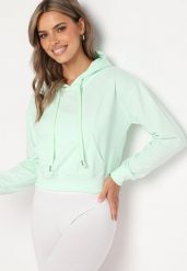 Miętowa Bluza z Dodatkiem Bawełny z Kapturem Wykończona Ściągaczami Evista. Zielone bluzy z kapturem damskie Born2be, l, z bawełny. Za 29.99 zł.