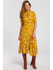 Stylove Sukienka w kolorze żółtym rozmiar: XL. Żółte sukienki damskie Stylove, xl, bez wzorów, z wiskozy, bez kołnierzyka, bez ramiączek, midi. Za 219.08 zł.