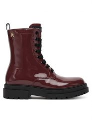 Tommy Hilfiger Trapery Lace-Up Bootie T4A5-34025-0775 S Bordowy. Czerwone kozaki dziewczęce Tommy Hilfiger, ze skóry. Za 489.99 zł.