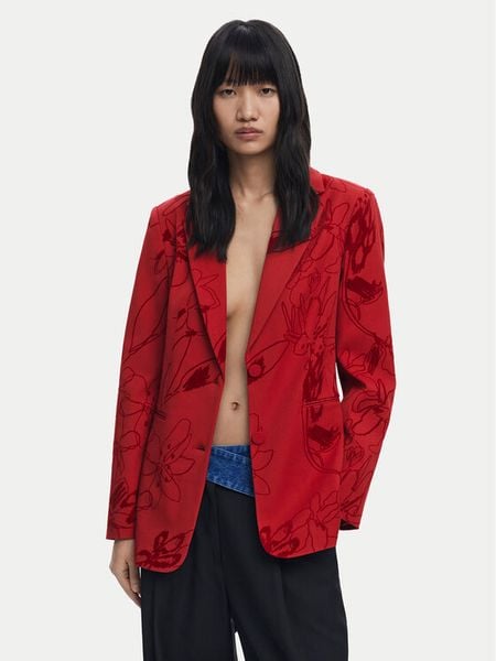 Desigual Marynarka Flockarty 25WWEW19 Czerwony Regular Fit. Czerwone marynarki i żakiety damskie Desigual, l, bez wzorów, z syntetyku. Za 429.99 zł.