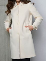 Klasyczny płaszcz z kołnierzykiem - żółty. Żółte płaszcze damskie Sinsay, l, bez wzorów, klasyczne. Za 119.99 zł.