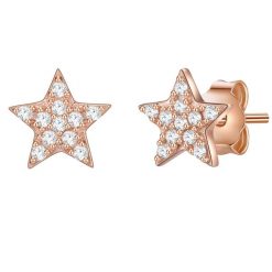 Lulu & Jane Kolczyki Gwiazda Mosiadz Różowy złoty 1 ct Damski. Czerwone kolczyki damskie Lulu & Jane, z cyrkonią, pozłacane, na sztyftcie. Za 79.99 zł.