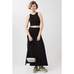 Damski tank top Mandala Athleisure. Czarne topy sportowe damskie MANDALA, s, bez wzorów, z bawełny, bez ramiączek. Za 225.50 zł.