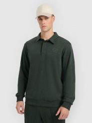 4F Bluza dresowa regular z kołnierzykiem męska - zielona XXL. Zielone bluzy bez kaptura męskie 4f, m, z dresówki. Za 149.99 zł.